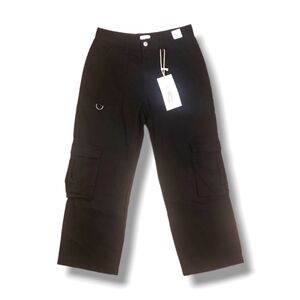 Size 9/29 NWT Women's Simple Society Low Rise Slouch Wide Leg Cargo Pants -Black